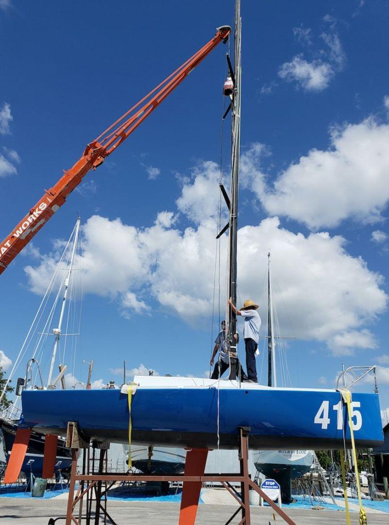 415 mast stepping photo copyright Peter Fray taken at Pacific Cup Yacht Club and featuring the IRC class