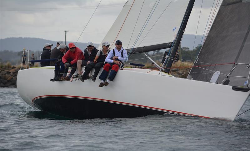 The Dog House sailing to Low Head in the TasPorts Launceston to Hobart Yacht Race photo copyright Colleen Darcey taken at Derwent Sailing Squadron and featuring the IRC class