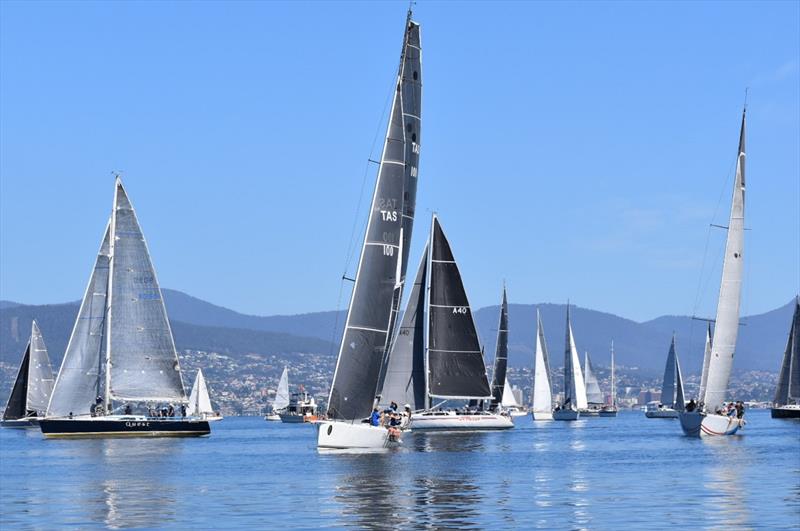 The Division 1 fleet has a slow start in Race Six of the Combined Clubs Summer Pennant Series in Hobart - Combined Clubs Summer Pennant Series photo copyright Jane Austin taken at Derwent Sailing Squadron and featuring the IRC class