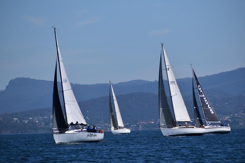 The south easterly breeze lifts some of the Division 3 fleet just after the start - Combined Clubs Summer Pennant Series photo copyright Jane Austin taken at Derwent Sailing Squadron and featuring the IRC class