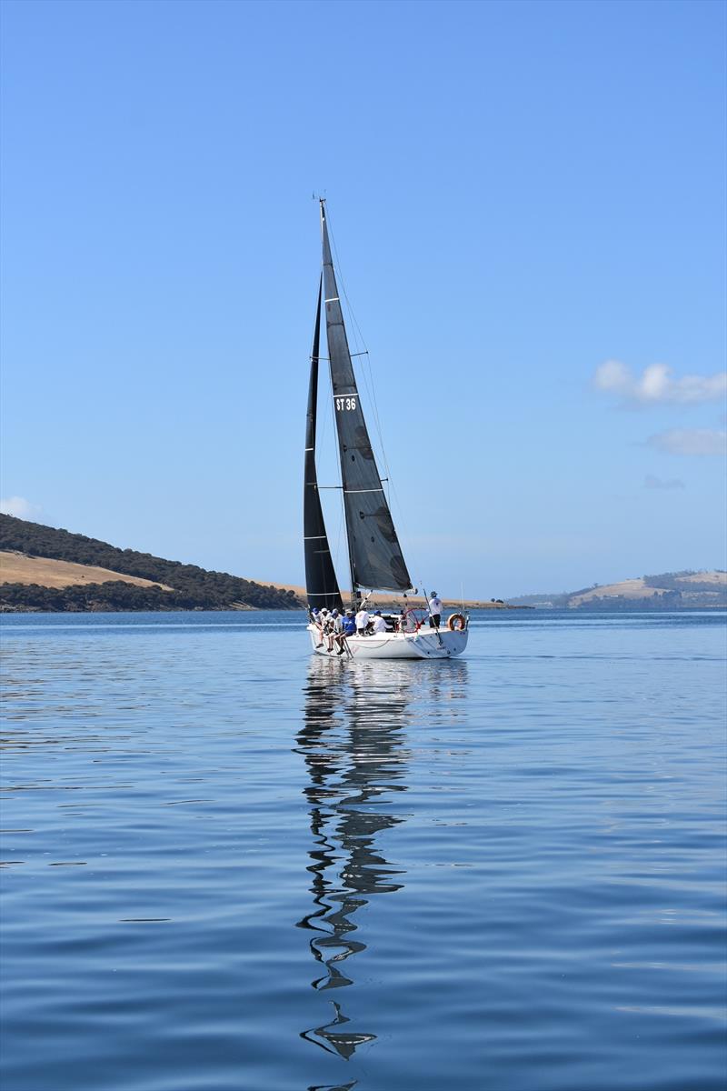 Midnight Rambler searching for wind in Division 1 of the Combined Clubs Summer Pennant Series photo copyright Jane Austin taken at Derwent Sailing Squadron and featuring the IRC class