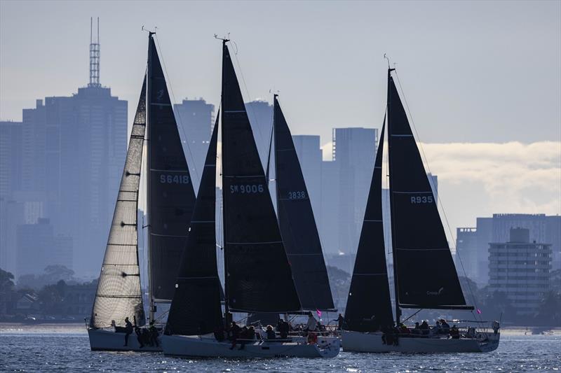 Division 1 yachts against Melbourne backdrop - Australian Women's Keelboat Regatta 2024 photo copyright Andrea Francolini taken at Royal Melbourne Yacht Squadron and featuring the IRC class