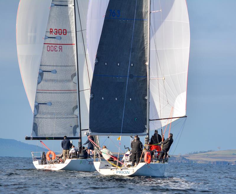 Prion chasing down The Dog House in Division 2 in race 2 photo copyright Colleen Darcey taken at Derwent Sailing Squadron and featuring the IRC class