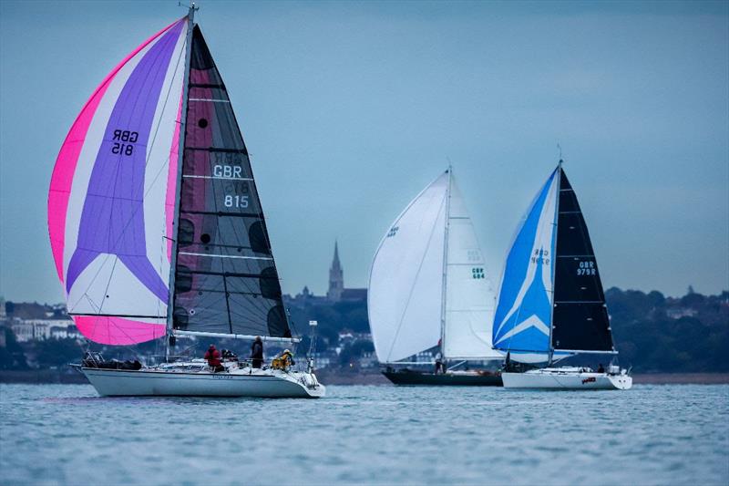 Dehler 38 Longue Pierre leads Quailo III and Malice - RORC Lewmar Cherbourg Race 2024 photo copyright Paul Wyeth / RORC taken at Royal Ocean Racing Club and featuring the IRC class