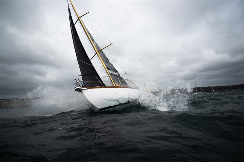 Maritimo Katwinchar ploughing through the waves - Bird Island Race  photo copyright Ashey Dart taken at Cruising Yacht Club of Australia and featuring the IRC class