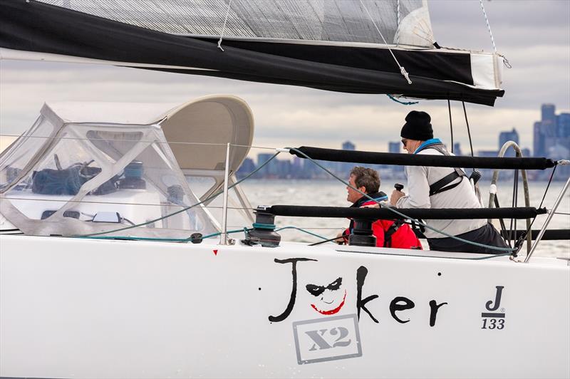 Large fixed keel yachts are seen racing during the 2023 Ocean Racing Club of Victoria Winter Series Race 4 to Geelong photo copyright Andrew Hewison taken at Ocean Racing Club of Victoria and featuring the IRC class