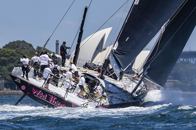 Wild Thing 100 approaching the finishline - 2024 SOLAS Big Boat Challenge photo copyright CYCA | Andrea Francolini taken at Cruising Yacht Club of Australia and featuring the IRC class