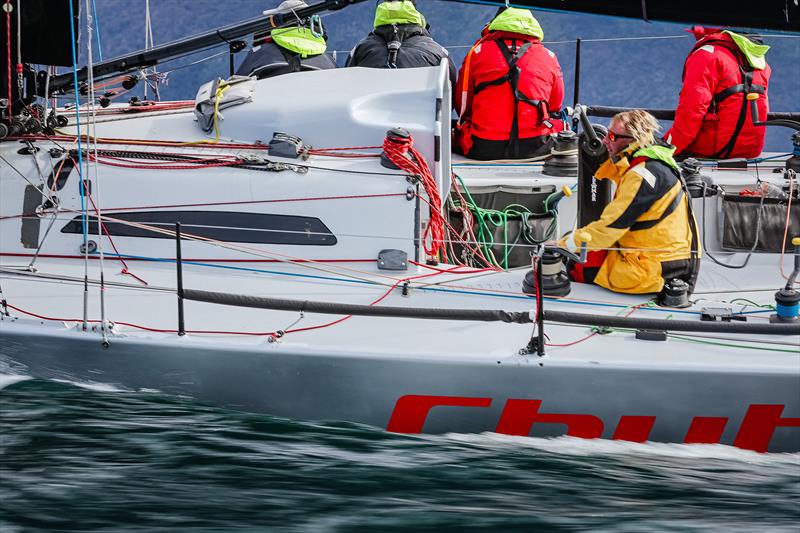 Chutzpah's crew looking at the sail trim - 2024 Rolex Sydney Hobart Yacht Race photo copyright CYCA | Salty Dingo taken at Cruising Yacht Club of Australia and featuring the IRC class