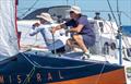 Greg O'Shea (in white) and Rupert Henry (Mistral) in the 2023 Pittwater to Coffs race © Bow Caddy Media pic