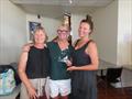 Marlay Point Overnight Race 2025 first women's crew (l-r) Susan Morwood, Sue Burke (skipper) and Sacha Koltun, sailing ‘Swallow' an Explorer 16 © Gippsland Lakes Yacht Club