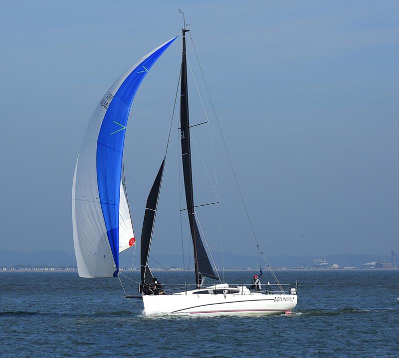 Class 2 winner Mzungu, plus line honours and double handed winner, during the TeamO Cowes to Weymouth Race - photo © John Green / www.instagram.com/solentsailphotography/