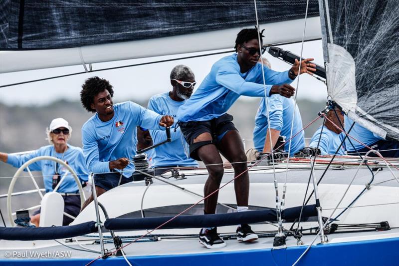 A young crew on Poul Hoj-Jensen's Steven Thomas One off 37 Danish Blue on day 4 at Antigua Sailing Week photo copyright Paul Wyeth / pwpictures.com taken at Antigua Yacht Club and featuring the IRC class
