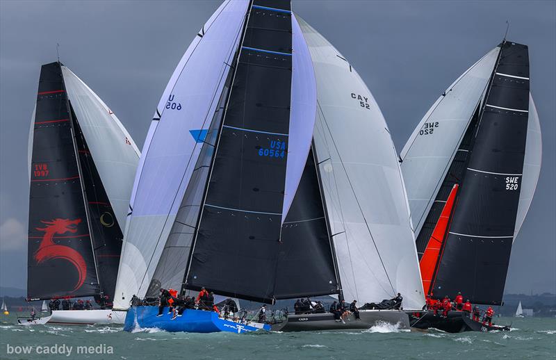 The AC1 and AC2 fleets crossed at various points in the round-the-cans race, making for a fine sight - photo © Bow Caddy Media