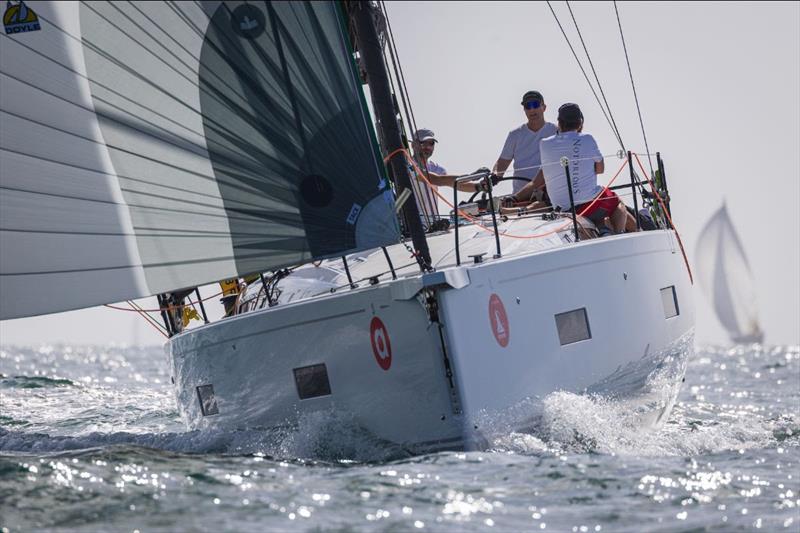Simon Reeves' Notorious I got tangled up in fishing nets on the first night - 2026 Aramex Dubai to Muscat Offshore Sailing Race photo copyright Mikey Brignall / DOSC taken at Dubai Offshore Sailing Club and featuring the IRC class