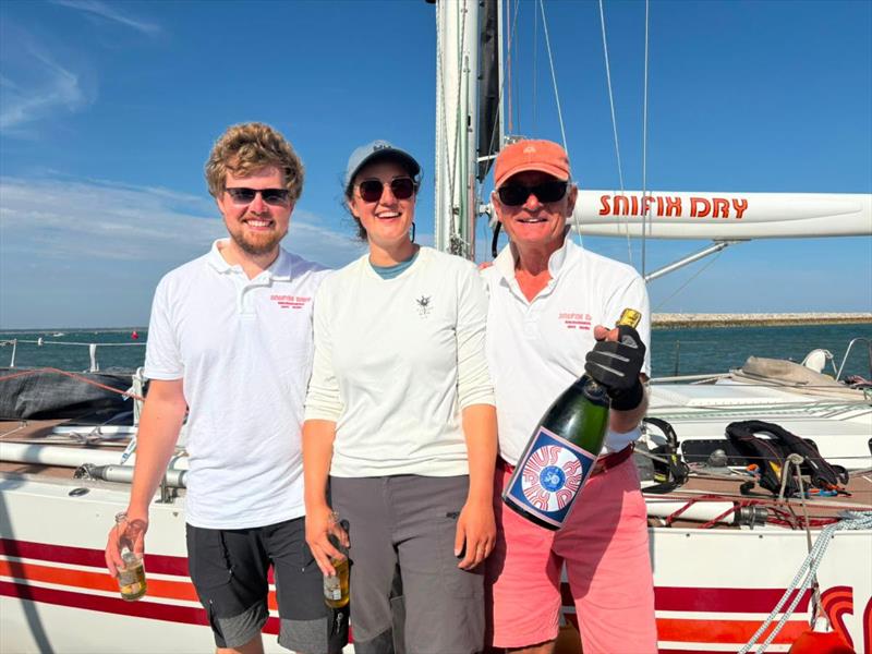 Dirk Lahmann's 1978 Two Tonner Snifix Dry team celebrate in style! - photo © RORC