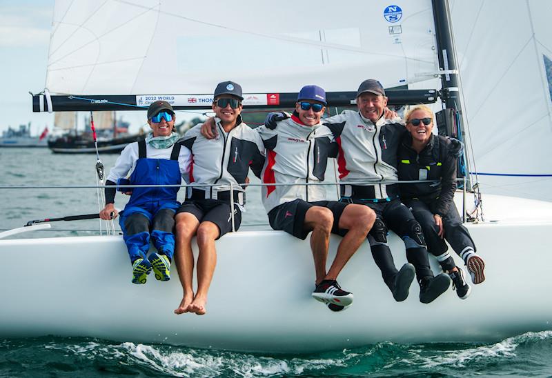 Brutus Team (l-r) Josie Gliddon, Ben Saxton, Chris Grube, Charles Thompson, Elizabeth Whitener photo copyright Noah Fitzgerald / Optical Marine taken at Weymouth & Portland Sailing Academy and featuring the J70 class