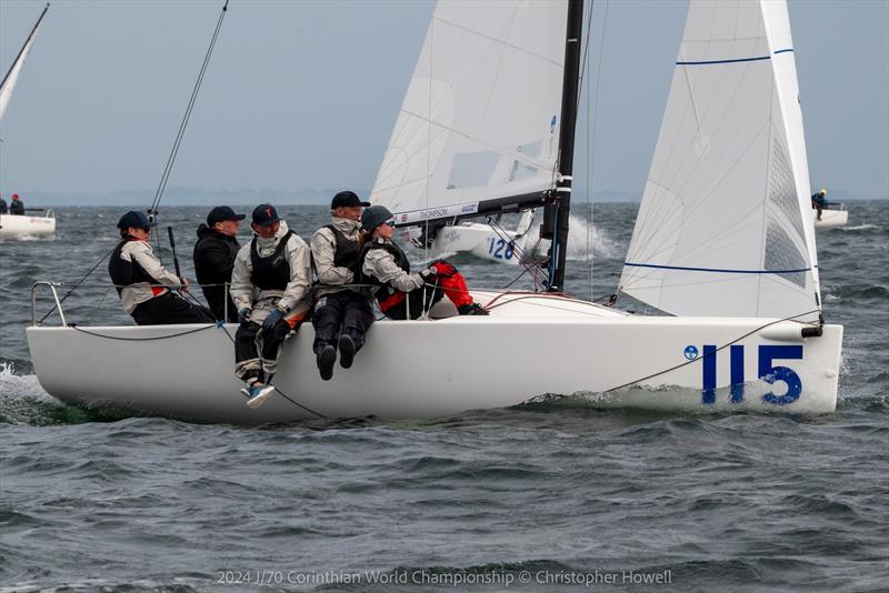 Great Britain's Ian Dobson, Charlie Thompson, Oli Wells, Simon Potts and Margarida Lopes during the J/70 Corinthian Worlds photo copyright Christopher Howell taken at  and featuring the J70 class