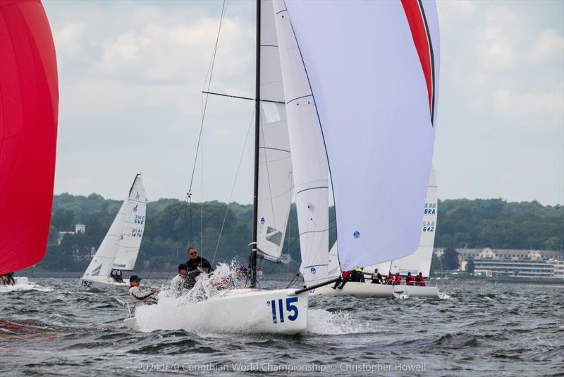 Great Britain's Ian Dobson, Charlie Thompson, Oli Wells, Simon Potts and Margarida Lopes during the J/70 Corinthian Worlds photo copyright Christopher Howell taken at  and featuring the J70 class