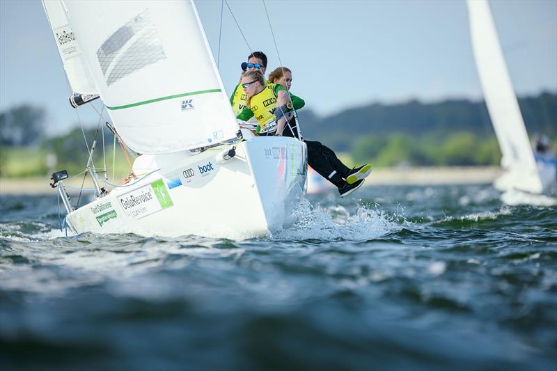 The J/70 crew around Julian Ramm went into the third day in the lead, but did not only sail top places in the view of the KielerWoche.TV cameras - Kiel Week 2024 photo copyright Sascha Klahn taken at Kieler Yacht Club and featuring the J70 class