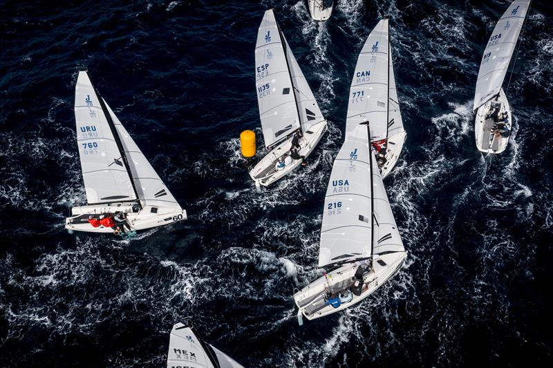 Racing on day 3 of the Sandberg Estates J/70 Worlds in Palma photo copyright SailingShots by María Muiña taken at Real Club Náutico de Palma and featuring the J70 class