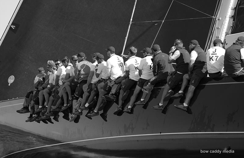 Velsheda crew on the rail photo copyright Bow Caddy Media taken at Yacht Club Costa Smeralda and featuring the J Class class