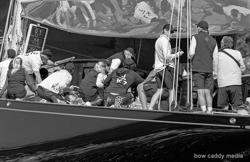 Andy Green calls route through the island channels photo copyright Bow Caddy Media taken at Yacht Club Costa Smeralda and featuring the J Class class