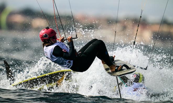 2024 Formula Kite Europeans Day 1: Lucy Bilger (NZL) on the edge of control photo copyright IKA Media / Robert Hajduk taken at  and featuring the Kiteboarding class