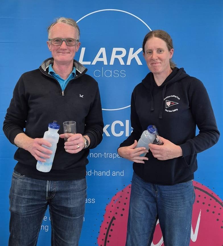 Nigel Hufton & Megan Pascoe finish 3rd in the 2024 Craftinsure Lark Open at Itchenor photo copyright Tegwyn Tricker taken at Itchenor Sailing Club and featuring the Lark class