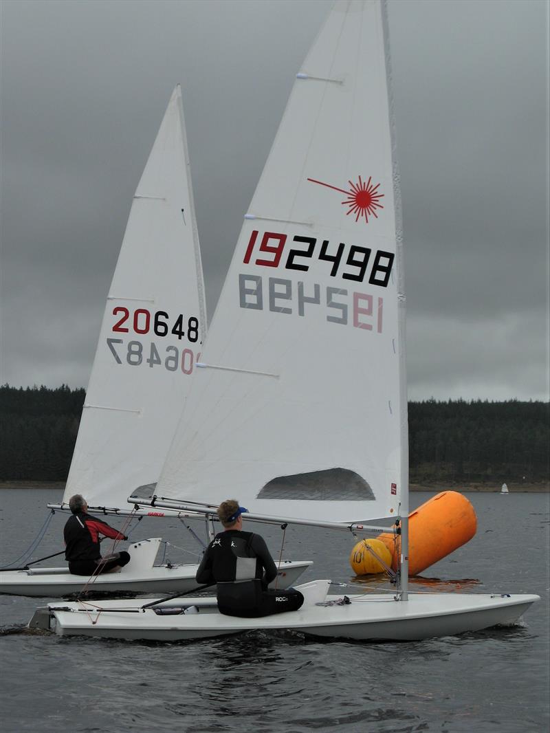 Simon Weatherspoon and Richard Benson at the wing mark during the Kielder Water Sailing Club September Open photo copyright Helen Hill taken at Kielder Water Sailing Club and featuring the ILCA 7 class