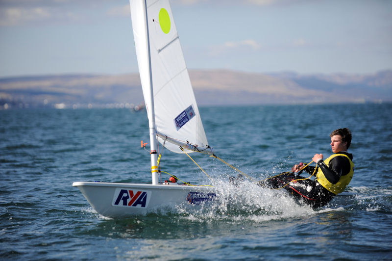 Michael Beckett on the final day of the RYA Youth National Championships photo copyright Marc Turner / RYA taken at Largs Sailing Club and featuring the ILCA 7 class