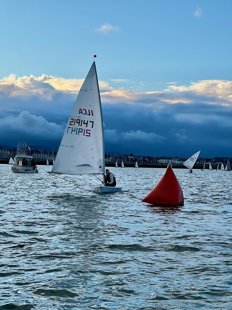 Dun Laoghaire Frostbites Series 1: John Marmelstein (ILCA 7) approaches the leeward mark in Race 2 photo copyright Alyson Orr taken at Dun Laoghaire Motor Yacht Club and featuring the ILCA 7 class