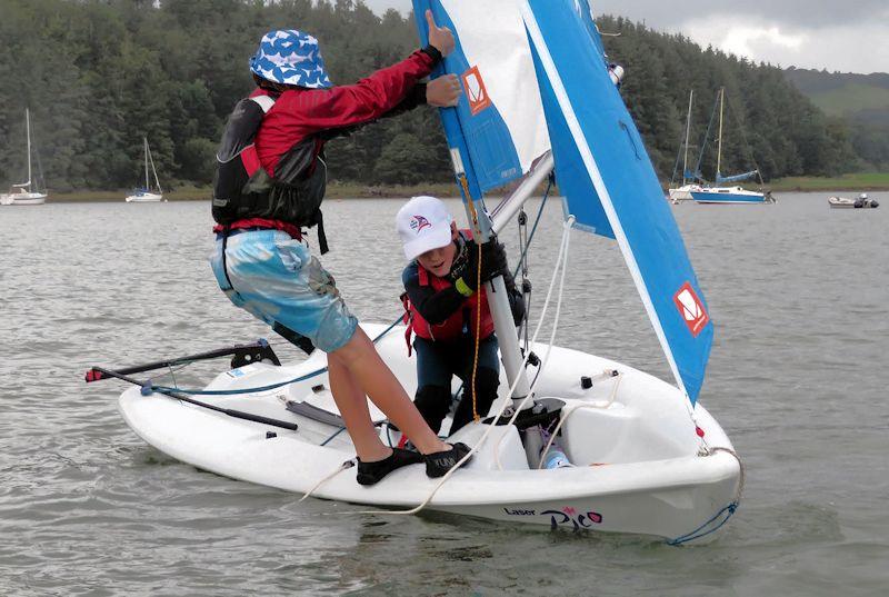 Toby Iglehart and James Colbeck trying a different technique - Kippford RNLI Regatta Day at Solway YC photo copyright John Sproat taken at Solway Yacht Club and featuring the Laser Pico class