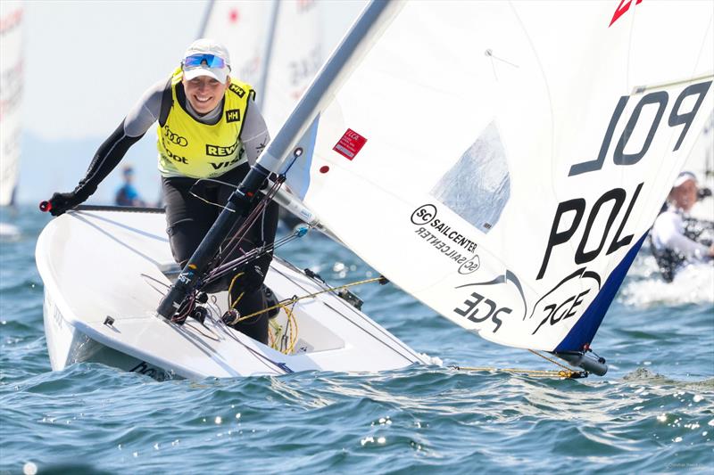Agata Barwinska from Poland is in pole position for Kiel Week gold in the ILCA 6 singlehander fleet photo copyright Christian Beeck taken at Kieler Yacht Club and featuring the ILCA 6 class