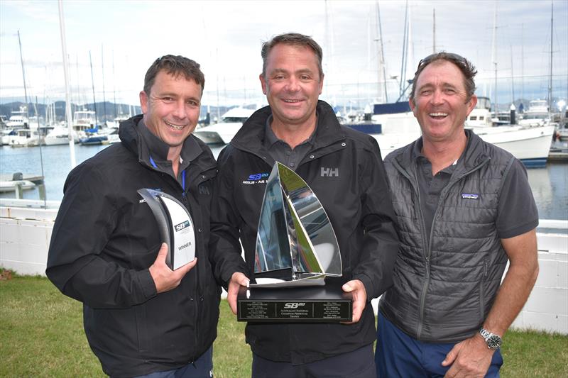 SB20 Australian Champions Nick Corkhill (Skipper) Brett Cooper and Darren 'Twirler' Jones photo copyright Jane Austin taken at Royal Yacht Club of Tasmania and featuring the SB20 class