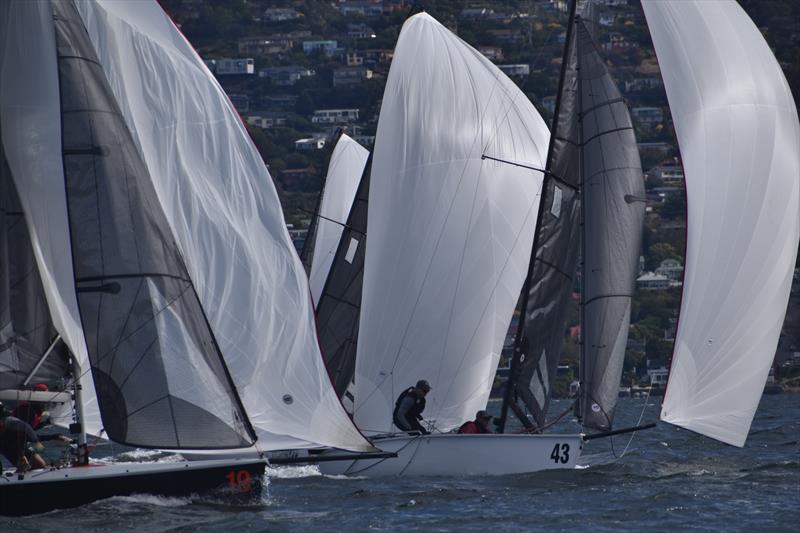 Tight racing coming into the bottom mark in Race 1 - SB20 Australian Championship at Bellerive day 1 - photo © Jane Austin