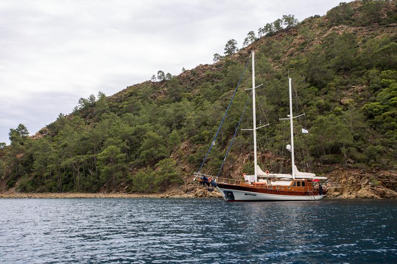 Cruising the Anatolian coast. Atalante moored somewhere near Ekinçik - photo © Guy Nowell