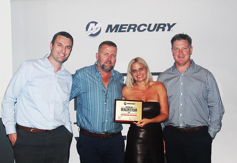 (Left-right) Mercury Australia, NZ and Pacific Islands General Manager Brad Zoelle, Troy and Courtney Wood Brisbane Marine and David Meehan Mercury's Director of Sales photo copyright Mercury Marine taken at  and featuring the Marine Industry class