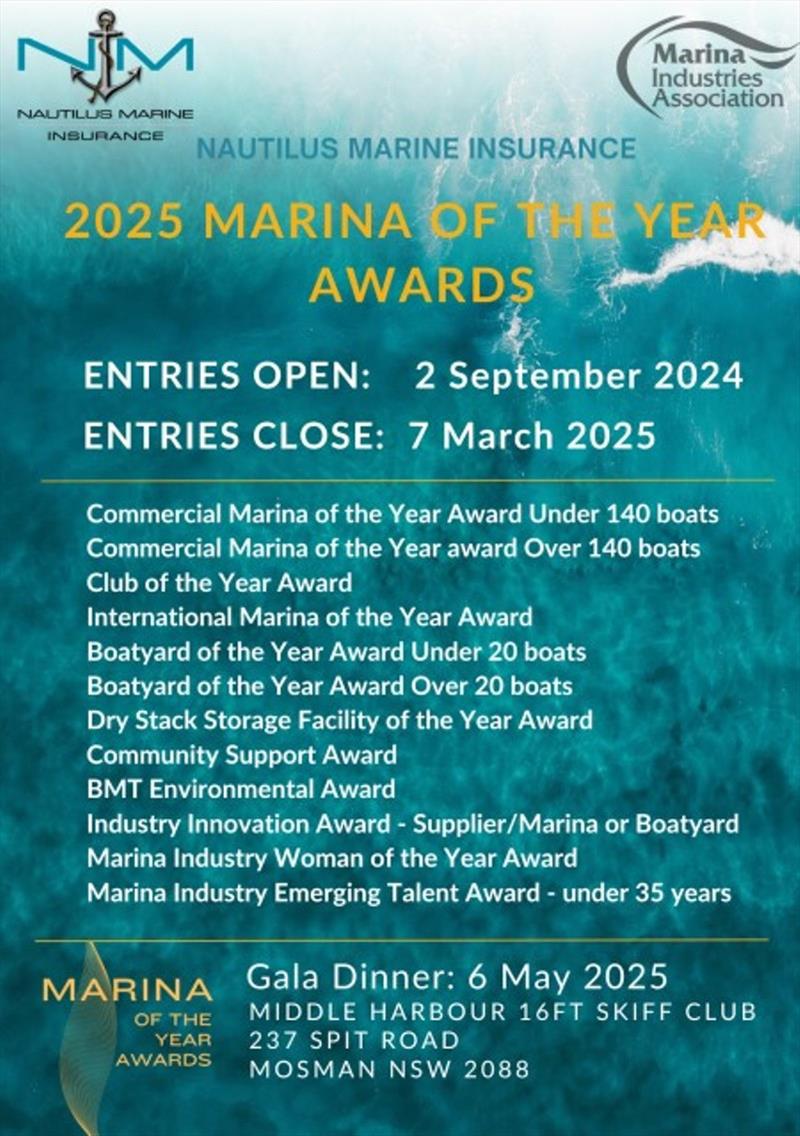 Entry open for 2025 Nautilus Marine Insurance Marina of the Year Awards! - photo © Marina Industries Association