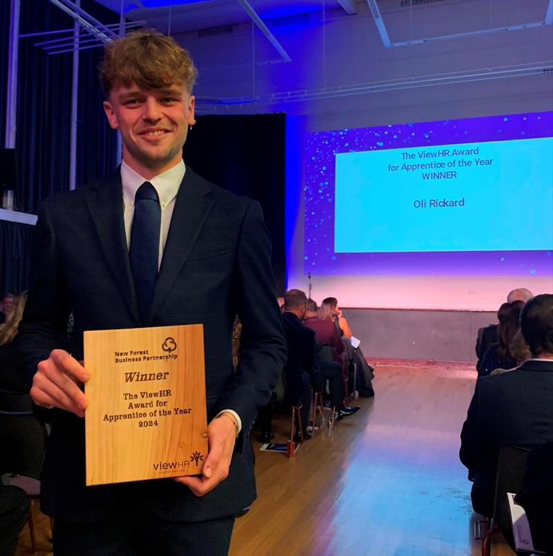 First Beaulieu River apprentice Oli Rickard with his award photo copyright Buckler's Hard Yacht Harbour taken at Buckler's Hard Yacht Harbour and featuring the Marine Industry class