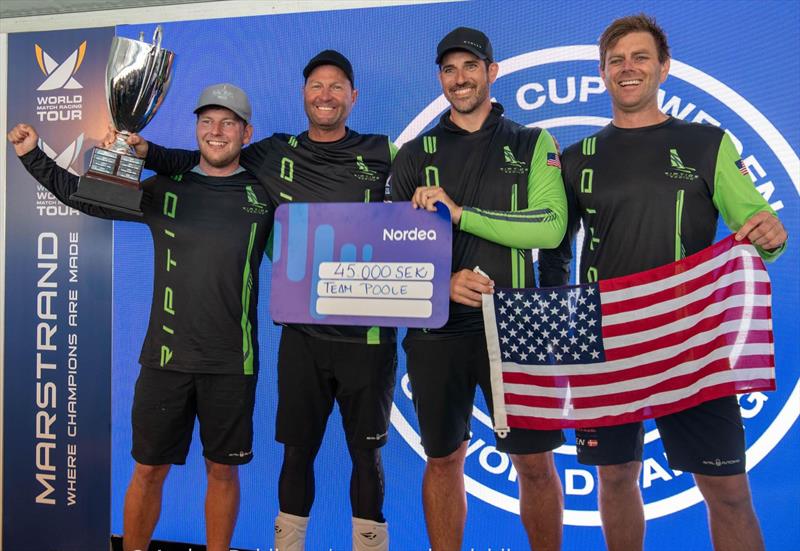 Riptide Racing (l-r) Joachim Achenbrenner, Mal Parker, Chris Poole - skipper, Luke Payne win the GKSS Match Cup Sweden photo copyright Anders Dahlberg taken at Royal Gothenburg Yacht Club and featuring the Match Racing class