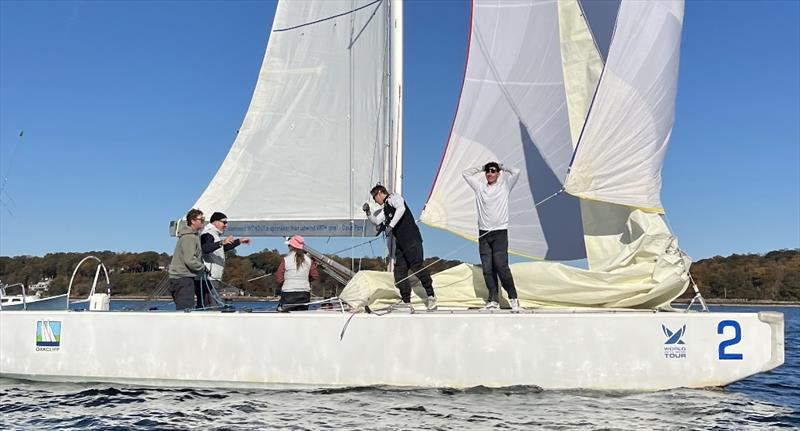 A hard-fought and exiting win in 3-6 knots: Team Storm, Peter Wickwire, Spencer Dalzell, Emily Merry, Ben Maloney and Evan Burns  Representing Lunenburg, Chester, Long Cove Yacht Clubs and Royal Nova Scotia Yacht Squadron - Oakcliff Regattas 2024 - photo © Oakcliff Sailing