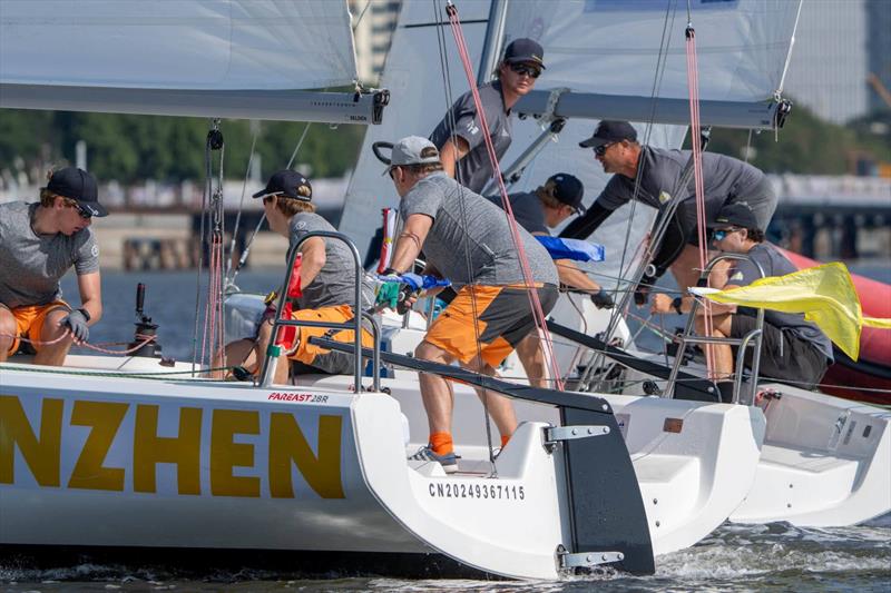 Johnie Berntsson (SWE) with crew Herman Andersson, Emil Wolfgang, Filip Karlsson - World Match Racing Tour Shenzhen Bao'an Final 2024 - Day 3 - photo © Ian Roman / WMRT