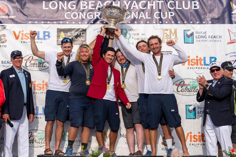 Cole Tapper (centre in Crimson Blazer) wins 61stCongressional Cup with crew Jack Frewin, Max Brennan, George Richardson, Hamish Vass and Nathan Guliksen - photo © Ian Roman / WMRT