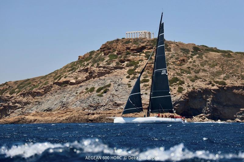 Bryon Ehrhart's 88ft Lucky won monohull line honours and was third under IRC in the Aegean 600's new maxi class - photo © Deea Buzdugan