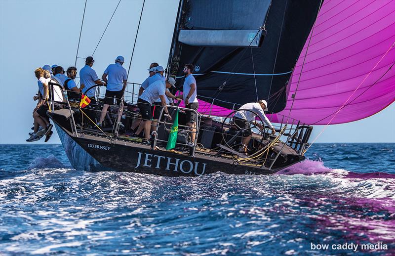 Jethou hearing the finish photo copyright Bow Caddy Media taken at Yacht Club Costa Smeralda and featuring the Maxi class