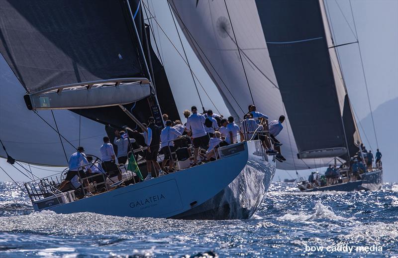 Galateia on the downwind leg photo copyright Bow Caddy Media taken at Yacht Club Costa Smeralda and featuring the Maxi class