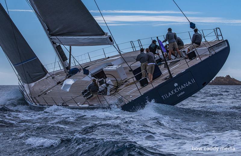 Tilakkhanah II upwind photo copyright Bow Caddy Media taken at Société Nautique de Saint-Tropez and featuring the Maxi class