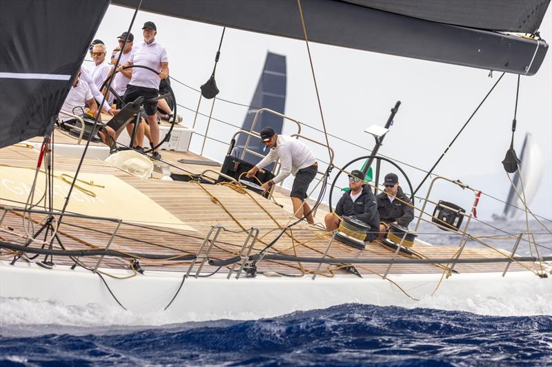 David M Leuschen at the helm of Galateia during the Maxi Yacht Rolex Cup - photo © IMA / Studio Borlenghi 
