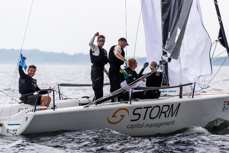 Corinthian team STORM CAPITAL NOR751 - Peder Jahre with Lillan Agerup, Pål Tønnesson, Marius Falch Orvin and Sivert Denneche - the overall and Corinthian winner of Race Three - Melges 24 World Championship 2023 - Middelfart, Denmark photo copyright Mick Knive Anderson taken at  and featuring the Melges 24 class