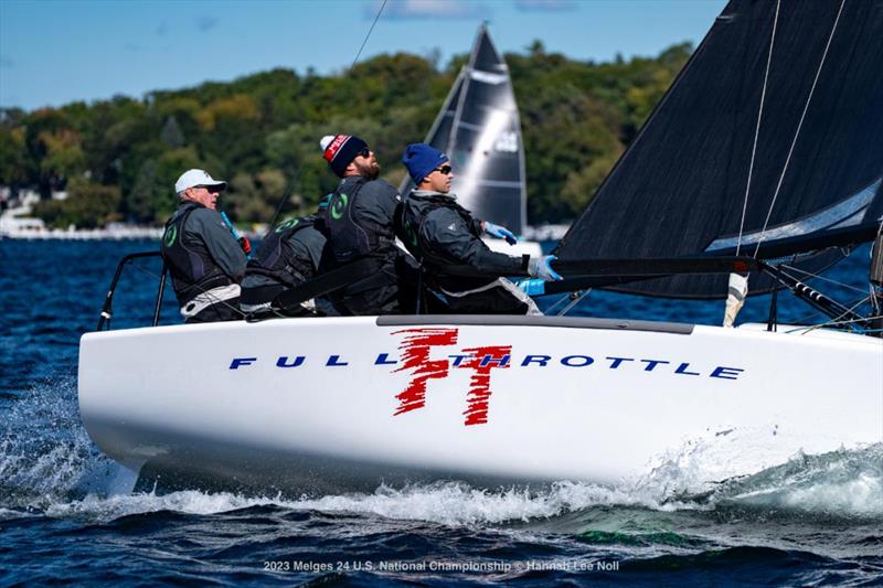Brian Porter at the helm of Full Throttle USA849 with his ‘boys': Bri Porter, RJ Porter and Matt Woodworth as crew - 2023 Melges 24 U.S. National Champions photo copyright Hannah Lee Noll taken at  and featuring the Melges 24 class